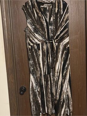 Dana Buchman Striped Dress in Black, Brown & Cream